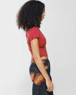 Cherry Built To Love Thermal Baby Tee (Red) Best Sale