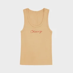 Cherry Chain Stitch Tank Top (Gold) Outlet