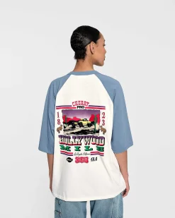 Cherry Hollywood Mile Baseball Tee (Dusty Blue) Best