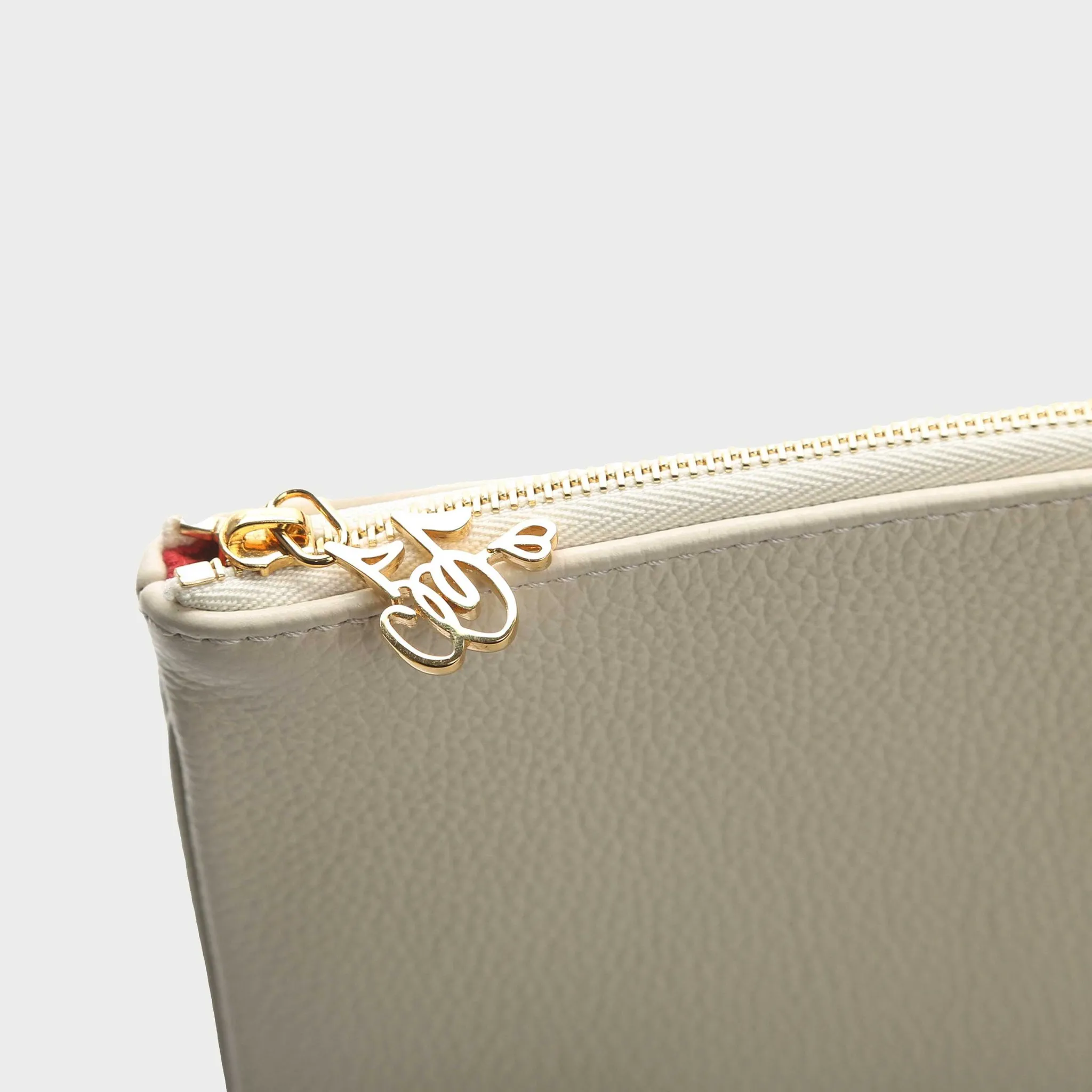 Cherry Leather Pouch (Cream) New