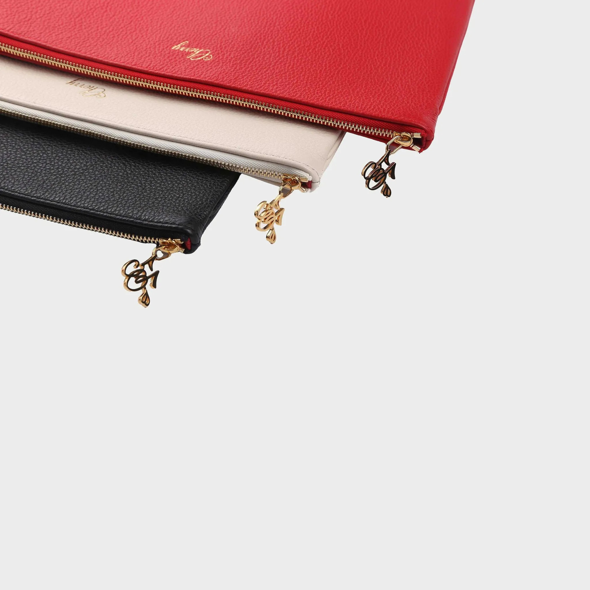 Cherry Leather Pouch (Cream) New
