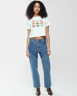 Cherry Lovers Boxy Baby Tee (White) Flash Sale