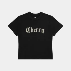 Cherry Old English Baby Tee (Black) Store