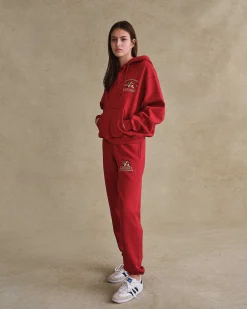 Cherry Outdoorsman Henley Hoodie (Red) Best Sale