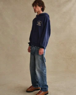 Cherry Outdoorsman Henley Hoodie (Navy) Shop