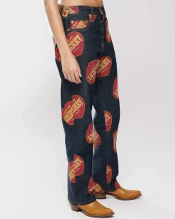 Cherry Printed Relaxed Five Pocket (Indigo) Best