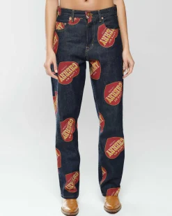 Cherry Printed Relaxed Five Pocket (Indigo) Best