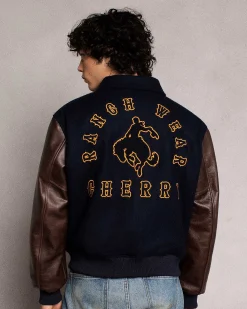 Cherry Ranch Wear Varsity Jacket (Navy/Brown) Store