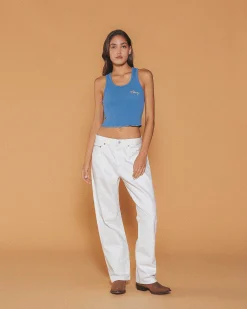 Cherry Relaxed Leg 5 Pocket Denim (White) Hot