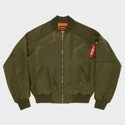Cherry Satin Bomber Jacket (Olive) Online
