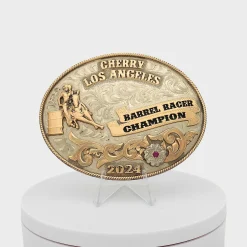 Cherry Sterling Sliver Barrel Racing Champion Buckle (Silver) Best