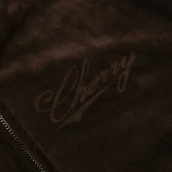 Cherry Suede Bomber Jacket (Espresso) New