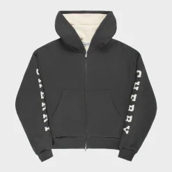 Cherry Thermal Zip-Up Hoodie (Black) Shop