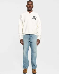 Cherry Trophy Henley Crewneck (Vintage White) New