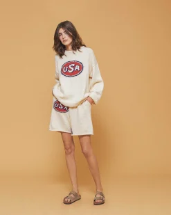 Cherry Usa Knit Shorts (Cream) Hot