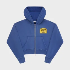 Cherry Women'S Cropped Zip-Up Hoodie (Navy) Sale