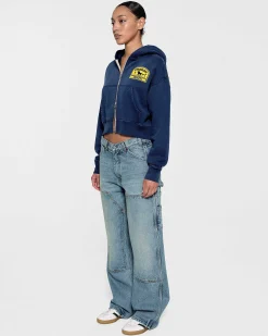 Cherry Women'S Cropped Zip-Up Hoodie (Navy) Sale