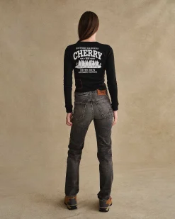 Cherry Women'S Thermal Long Sleeve Tee (Black) Sale